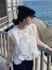 Damestanks Camis Twotwinstyle mode uitgesneden tanktops voor vrouwen rond nek mouwloze losse vaste vesten vrouwelijke zomer kleding stijl 230510