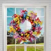 Decorative Flowers Spring Wreath Colorful Arrangement For Front Door Wall Blooming Flower Window Farmhouse Party