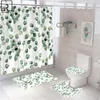 Duschgardiner grön växt sommar badrum gardin 12 krokar badmatta set antislip mattor toalett täckmatta wc tillbehör hem 230510