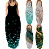 Casual Dresses Ladies Spring And Summer Printed Sexy Round Neck Sling Long Dress Forms Pants