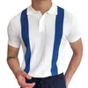 Men's Polos Style Men Luxury Knited Summer Short Sleeve Striped Color Contrast Dropship Handsome Fit Golf Male Shirt 230510