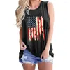 Women's T Shirts Ladies American Independence Day Flag Print Round Neck Pullover Vest Casual Loose T-Shirt Street Wear Women Summer Top