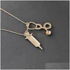 Pendentif Colliers Mode Bijoux Médicaux Stéthoscope Seringue Charmes Collier Pour Femmes Serpent Chaîne Médecin Infirmières Médecine S Dhgarden Dhbry