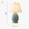 Bordslampor Retro Creative Mediterranean Sea Carved Blue Ceramic Fabric LED E27 Dimmer Lamp för sovrummet Bedside Living Room Study 1271