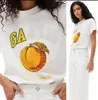 23ss verão mulheres designer camiseta praia tees versátil frutas pêssego impressão dos desenhos animados em torno do pescoço casual solto pulôver manga curta t-shirt