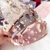 Haaraccessoires 1 stks Revenda Glitter vilt solide haarband Pearl Royal Style For Girls Kids Hoofdband Shinning Crystal Alloy Crown Baby