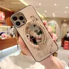 Luxury Pearl Mirror Flower Suporte de telefone Caso para iPhone 14 13 12 11 Pro Max Fashion Chofsof Coup