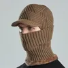 Шляпы шарфы перчатки устанавливают зимнее вязаное козырька Балаклава Шляпа Шляп Шарф устанавливает густой флисовой маски для шеи для мужчин