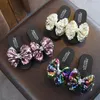 Slipper Mode Pailletten Bogen Mädchen Hausschuhe Prinzessin Schuhe Kinder Strand Slipper Mädchen Sandalen Wohnungen Rutschfeste Weiche Kinder Hausschuhe 230510