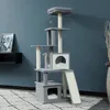 Arbre à chat pour animaux de compagnie, perchoir, aire de jeux, meubles stables pour chaton, tour de jeu à plusieurs niveaux pour grands chats, nid confortable en bois massif