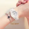 Armbandsur kvinnor vit keramisk armbandsur armband kvarts klockkvinna damer klockor klocka kvinnliga modeklockor Wristwatches armbandsur