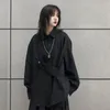 Женские блузкие рубашки твердые чернокожие женщины нерегулярные корейские стиль дизайн с длинным рукава