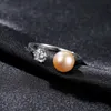 Marque perle d'eau douce bague ouverte femmes mode luxe 3A Zircon s925 bague en argent Sterling charme femme haut de gamme bague mariage fête bijoux cadeau accessoires