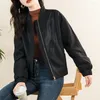 Women's Jackets Baseball Uniform Short For Women PU Leather Coats Winter Stitching Autumn Plus Velvet Inside Lingerie Stand Collar Girls