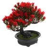 Decorative Flowers Potted Plants Artificial Decor Outdoor Pots Fake Succulents Red Home