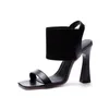 Sandalen Damen 2023 Sommer High Heel Einzelschuh Damenschuhe Pure Black Elastic Damen Alias De Mujer