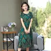 Freizeitkleider Sommerkleid Damen 2023 O-Ausschnitt Kurzarm Bunter Druck Elegant Lose A-Linie Lang