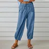 Women's Pants In Summer Sweatpants Women Plus Size High Waisted Linen Wide Leg Long Pant Trousers With Pocket Loose Pantalones