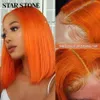 Hair Wigs Ginger Short Bob Lace Front 100% Human for Women Blonde Orange Straight Brazilian Closure Wig 230510