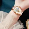 Montre-bracelet de luxe pour hommes et femmes, montre mécanique Unique, cadran squelette papillon, Design strass, montre de luxe