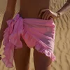Maillots de bain pour femmes couleur bonbon jupes à volants maille fine femmes couvrir gland robe Bikini jupe de bain maillot de bain vêtements de plage enveloppement