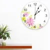 Horloges murales fleur vert poudre plante Simple PVC horloge numérique Design moderne salon décor grande montre muet suspendu