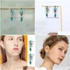 Bengelen kroonluchter mode vintage ethinic groene hars steen drop oorbellen voor vrouwen sier kleur natuurlijke bohemian oorring wh dhgarden dhbeo