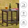 HDPE Plastic Resin Outdoor Tea Table, Side Table for Your Adirondack Chair, Patio Deck Garden, Backyard Lawn Furniture Grayish Brown