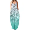 Casual Dresses Ladies Spring And Summer Printed Sexy Round Neck Sling Long Dress Forms Pants