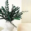 Decorative Flowers 10PCS Eucalyptus Leaf Greenery Stems With Frost Home Party Wedding Decoration Outdoor Flower Wall Wreath Garden Decor