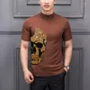 メンズセーターはナイトスカルスリムユースTシャツカジュアルセーター韓国ラインストーンニット半袖