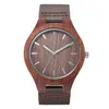 Relógios de pulso Minimalista Dialista Quartz Wood Watch Men Leather Wrist Birthday/Anniversary Gift Wooden Woodes para namorado/marido