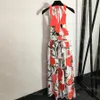 Vintage Floral Women Dress Sexy Halter Dress Sleeveless Summer Beach Holiday Dresses