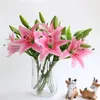 Dekorativa blommor Singel 3-huvudet Short Stam Lily Simulation Flower Wedding Decoration Plastiska konstgjorda blommor LT408