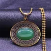 Pendant Necklaces 2023 Boho Green Natural Stone Stainless Steel Necklace Women Gold Color Flower Statement Jewelry Jayas N3607S04