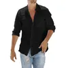 Men's Casual Shirts Dark Purple Shirt Men Dress White For Solid Tops Mens Long Sleeve Light Blue ShirtsMen's