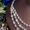 Bröllopsmycken sätter upp tre graces lysande vita kubiska zirkoniumlager stora nacklace örhängen brudgagemän set för kvinnor TZ542 230511