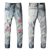 Designer Jeans heren jean amirres denim heren broek 805 high street modemerk gebroken gat patch geplooide lederen montage bedelaar motorfiets whkj