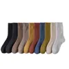 Chaussettes Bonneterie Mode haute qualité coton épais chaud moitié automne hiver dame casual fille couleur unie tube moyen chaussettes pour femme P230511