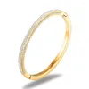 Bangle Design 18 K rostfritt stål smycken 4 rader kristallarmband guldfärg geometri stereo för kvinnor som älskar gåvor