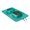 Tigela portátil para animais de estimação, com bolsa, silicone, dobrável, tigela dupla para cães, gatos, antiderrapante, recipiente de comida, alimentador de água, suprimentos para animais de estimação ao ar livre