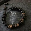 Strand Dark Vintage Style Horror Skull Black Beads Charm Mens Armband Uttalande Steampunk Gothic Accessories for Women Fashion Jewelry