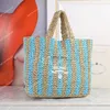 Designer Raffia Straw Tote Bag Beach Straw Shoulder Shoppingväskor Handväskor Patchwork Färg Gräs Stor kapacitet Handväska Kvinnor Handväska Crossbody Hobo Alfabet