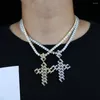 Chains Hip Hop Gold Cross Necklace For Women Men's Jewelry Zircon Pendant 5A Iced Out Chain On The Neck CZ Hollow Necklaces