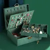 Jewelry Boxes Retro High Quality Velvet Box With Large Capacity Dark Green Color 4 Models 230511