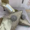 2023 femmes pointu cristal Stilettos chaussures en cuir pur fête banquet chaussures chaussures de mariage sandales incrustées de diamants