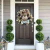 Decorative Flowers Dog Head Wreaths For Front Door Ribbon Bowknot Handmade Wreath Garland No Fading Creative Wedding