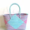 Evening Bags Women Plastic Shoulder Woven Handbbags Vegetable Basket Striped Color Matching Beach Bag Fashion Females 230510