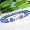 Lien Bracelets MG0740 Éléphant Charme Yoga Energy Bracelet 6 Mm A Grade Naturel Lapis Lazuli Bonne Chance Guérison