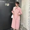 Women's Wool & Blends Coat Korean Women Double-sided Woolen Coats Pink Long Autumn Winter Female Jacket Casaco Feminino 2023 Y18DM072 En S